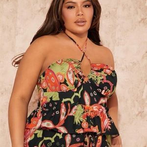 shein tropical print plus size top